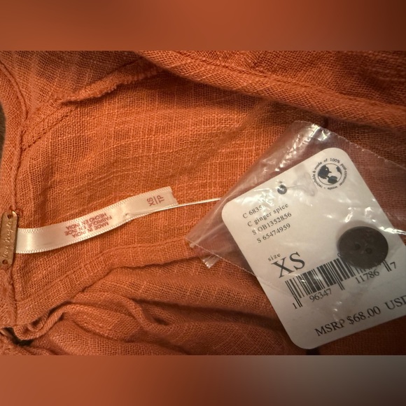 NWT Free People Zuri Blouse in Color Ginger Spice Size XS - Picture 9 of 9